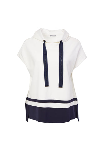 122- Naya Sleeveless Hooded Top- Cream & Navy