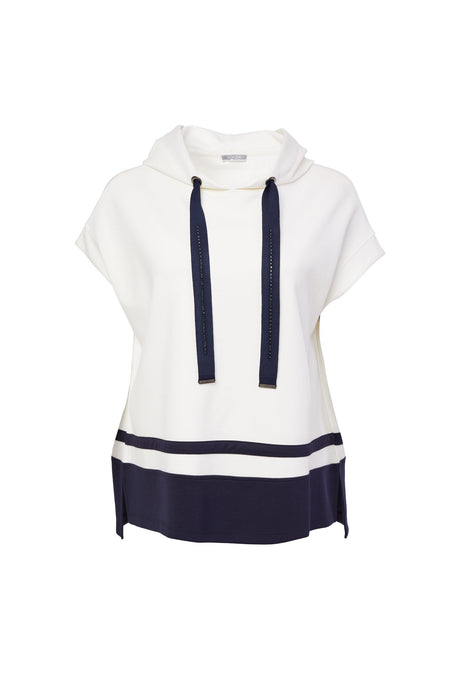 122- Naya Sleeveless Hooded Top- Cream & Navy