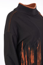 Load image into Gallery viewer, 211- Naya Placement Print top with Raw Seams- Black &amp; Spice