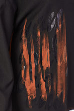 Load image into Gallery viewer, 211- Naya Placement Print top with Raw Seams- Black &amp; Spice