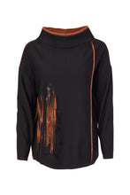 Load image into Gallery viewer, 211- Naya Placement Print top with Raw Seams- Black &amp; Spice