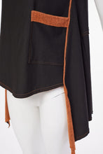 Load image into Gallery viewer, 212- Naya Top with Raw Seams &amp; Pockets- Black &amp; Spice
