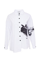 Load image into Gallery viewer, 284- Naya Cotton Placement Print Shirt- White &amp; Black