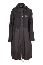 Load image into Gallery viewer, 24182 - Hooded coat with contrast hem panel &amp; placket- Black- Naya