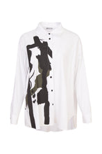 Load image into Gallery viewer, 24208 - Placement print shirt- White, Black, Forest- Naya