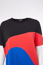 Load image into Gallery viewer, 106- Ora Colour Block Pleated Top- Black &amp; Coral
