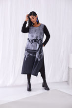 Load image into Gallery viewer, 112- Border Print Dress- Black &amp; Grey