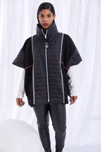Load image into Gallery viewer, 118- Ora Quilted Poncho w/ Trim Design- Black