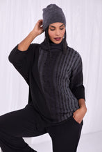Load image into Gallery viewer, 119- Ora Metal Mix High Neck Top- Black &amp; Grey