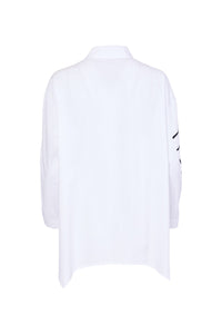 149- Ora Scribble Print Cotton Shirt- White & Black