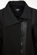 Load image into Gallery viewer, 24125- Quilted coat with contrast panels &amp; zip- Black- Ora