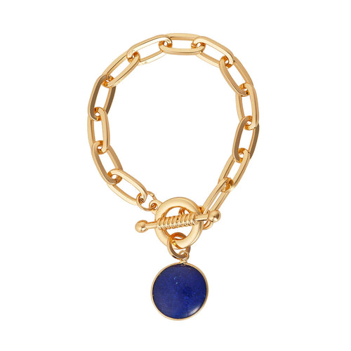 Chunky Paper Clip Chain & Blue Drop Bracelet- Knight & Day Jewellery