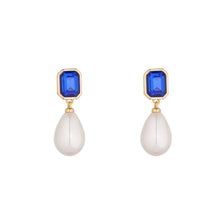 Load image into Gallery viewer, Pearl &amp; Sapphire Earrings- Knight &amp; Day Jewellery