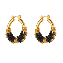 Load image into Gallery viewer, Black Cluster Hoops- Knight &amp; Day Jewellery