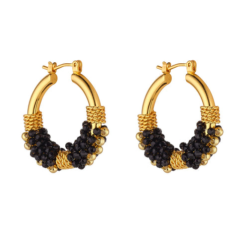 Black Cluster Hoops- Knight & Day Jewellery