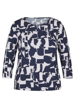 Load image into Gallery viewer, 114360- 3/4 Sleeve Graphic Print Round Neck- Rabe