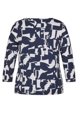 Load image into Gallery viewer, 114360- 3/4 Sleeve Graphic Print Round Neck- Rabe