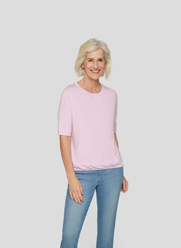 222307 - Pink Ruched Neck T-shirt - Rabe
