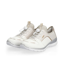 Load image into Gallery viewer, L3294-80 - White and Rose Gold Toggle Sneaker - Rieker