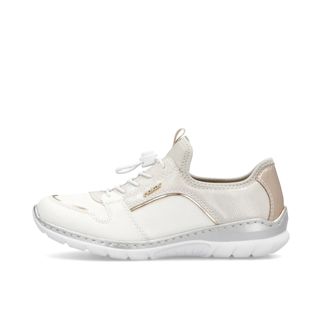 L3294-80 - White and Rose Gold Toggle Sneaker - Rieker