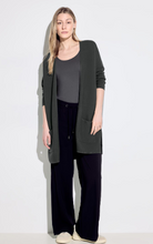 Load image into Gallery viewer, 253765- Fine Knit Longline Cardigan - Strong Khaki- Cecil