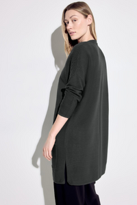 253765- Fine Knit Longline Cardigan - Strong Khaki- Cecil