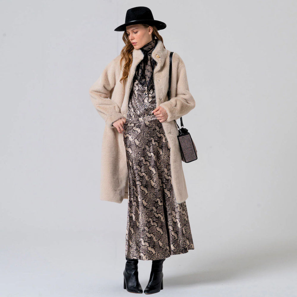 Faux Fur Coat - Ecru - Surkana