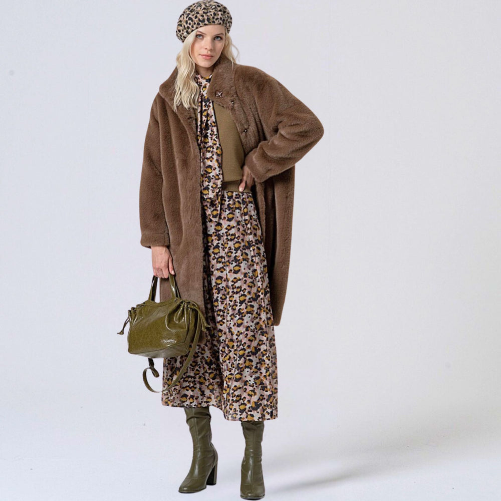 Faux Fur Coat - Khaki - Surkana