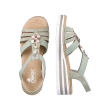 Load image into Gallery viewer, V0245- Slingback Flower Strap Sandal- Green- Rieker