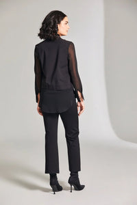 W24602- Long Sleeve Diamonte Shirt- Black- Peruzzi