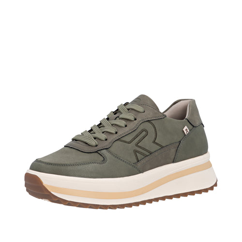 Olive Ripple Sole Trainer - Rieker