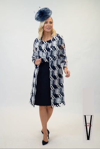 Coat and Dress Set - Navy - Via Veneto
