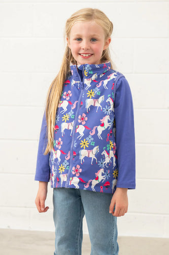 Alex Girls Gilet - Horse Print - Little Lighthouse