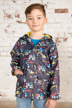 Load image into Gallery viewer, Little lighthouse-  Boys Navy Construction Print Jacket