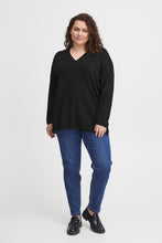 Load image into Gallery viewer, 2647- Knitted Long Sleeve Top- Black- Fransa Plus