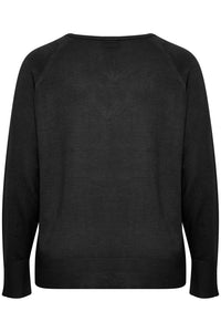 2647- Knitted Long Sleeve Top- Black- Fransa Plus