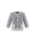 Load image into Gallery viewer, 7875 - Striped Button-Down Cardigan - White - Marble