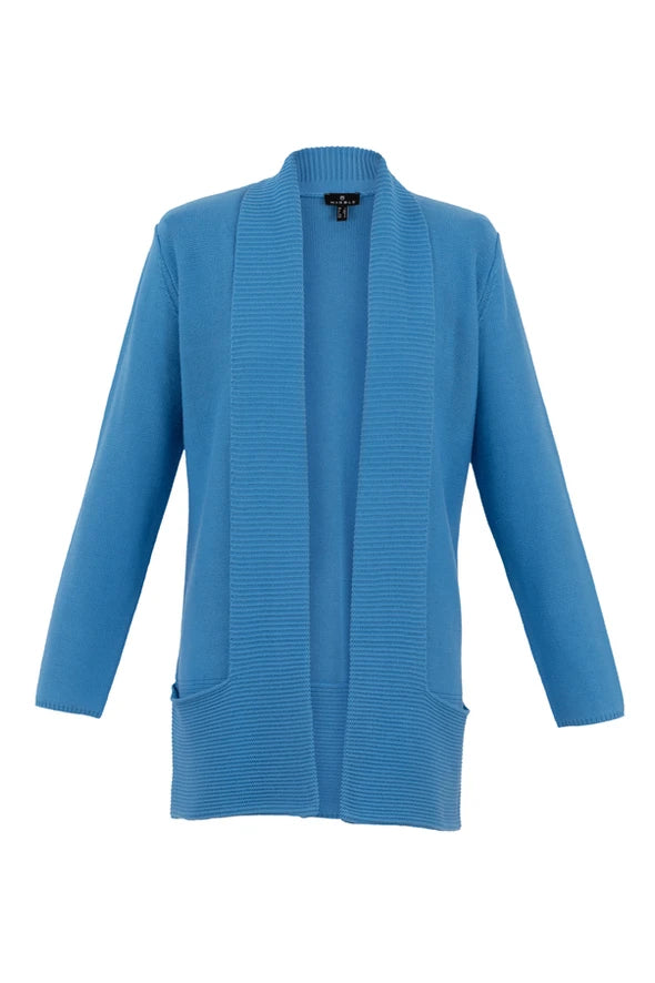 6391- Edge to edge longline Cardigan-Powder Blue- Marble