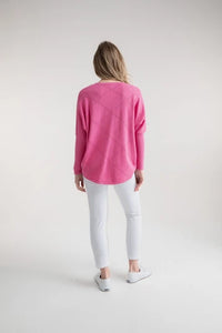 7893 - V-Neck Sweater - Pink - Marble