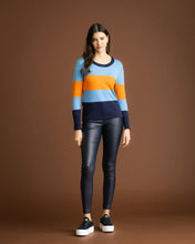Load image into Gallery viewer, 6325-3 Colour Block Jumper- Orange/Blue- Marble