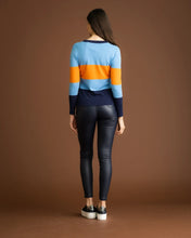 Load image into Gallery viewer, 6325-3 Colour Block Jumper- Orange/Blue- Marble