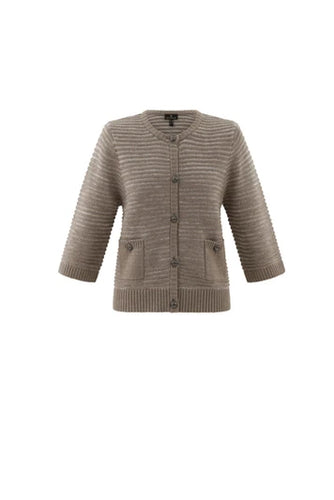 7875 - Striped Button-Down Cardigan - Toffee - Marble