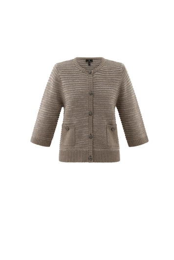 7875 - Striped Button-Down Cardigan - Toffee - Marble