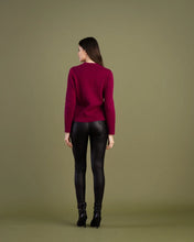 Load image into Gallery viewer, 7139-Zip Detail Biker Cardigan-Berry-Marble