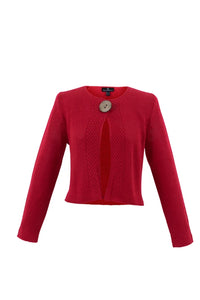 6515- Relaxed Fit Cardigan- Red- Marble