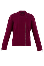 Load image into Gallery viewer, 7139-Zip Detail Biker Cardigan-Berry-Marble