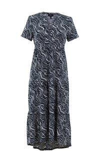 7396- Short Sleeve Print Dress- Marble
