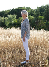 Load image into Gallery viewer, 7416- V Neck 3/4 Sleeve Print Top-Khaki-Marble