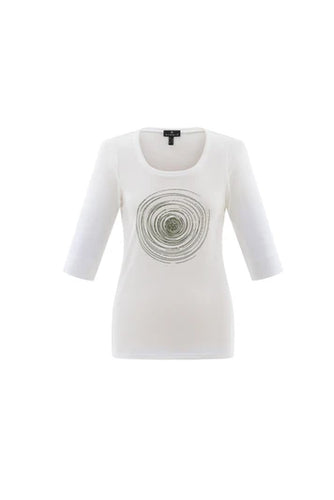 7839 - Graphic Top with Rhinestone Detail - Marble