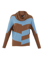 Load image into Gallery viewer, 7204-Cowl Neck Jumper w/Stripe-Tobacco-Marble
